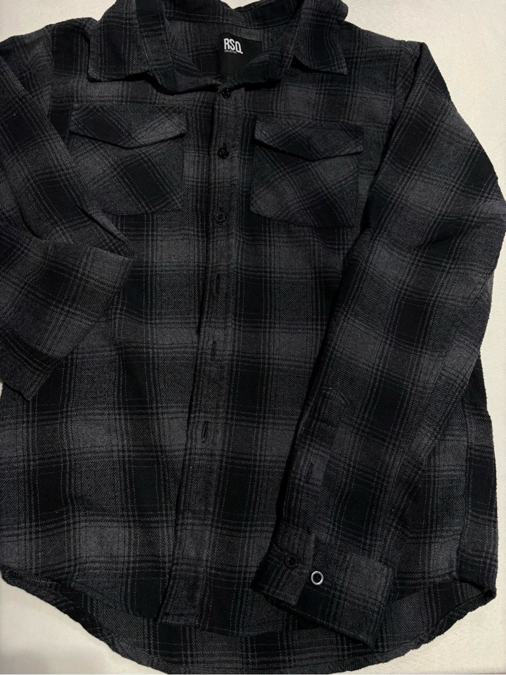 RSQ Men's Black & Gray Plaid Button-Down Shirt